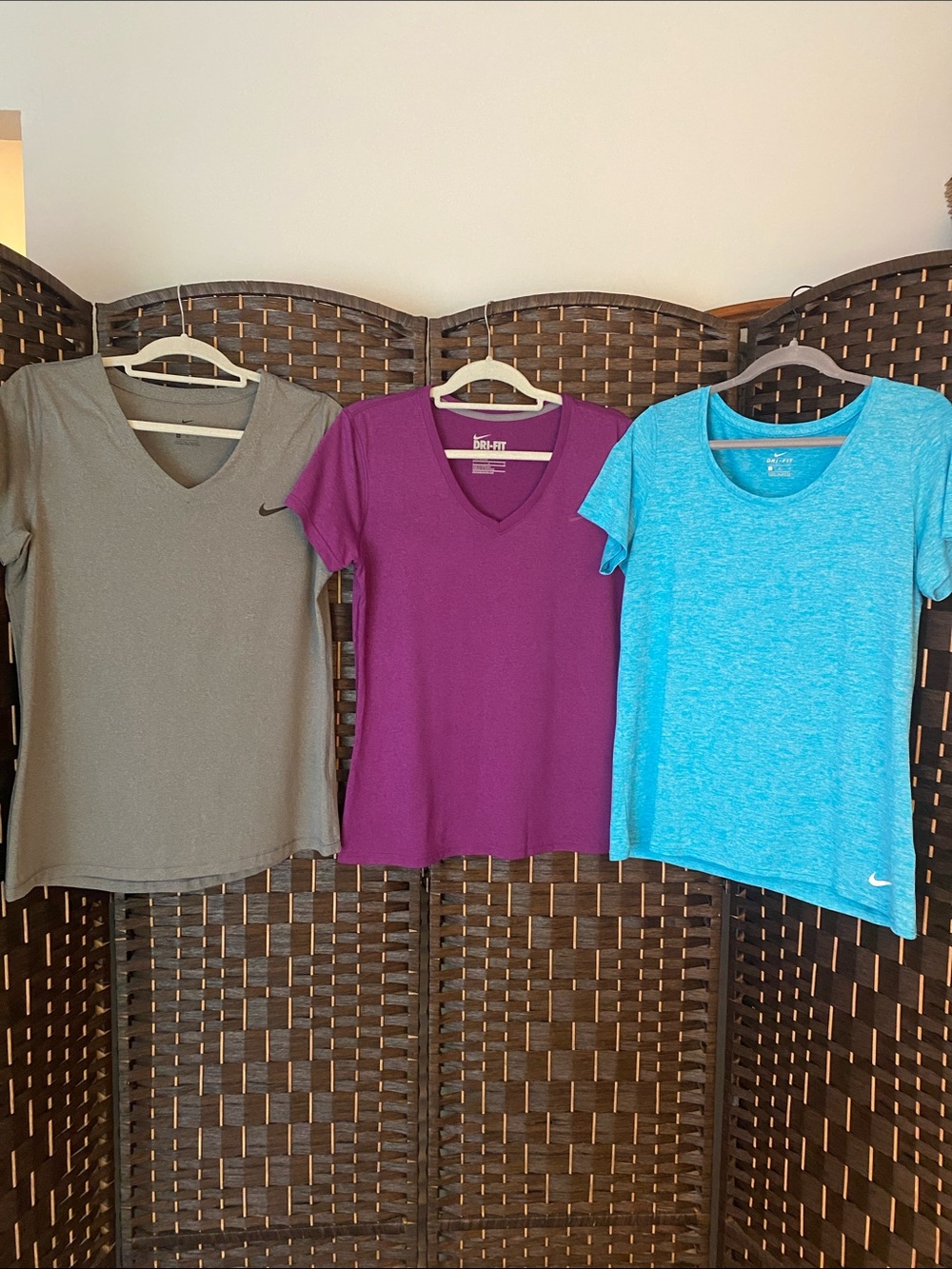 Nike Women’s Short Sleeve Tee Trio - Purple, Blue, Gray - Dri-Fit - Size L-XL